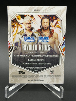 2025 Topps Exalted Roman Reigns American Nightmare Cody Rhodes Rivaled Relics