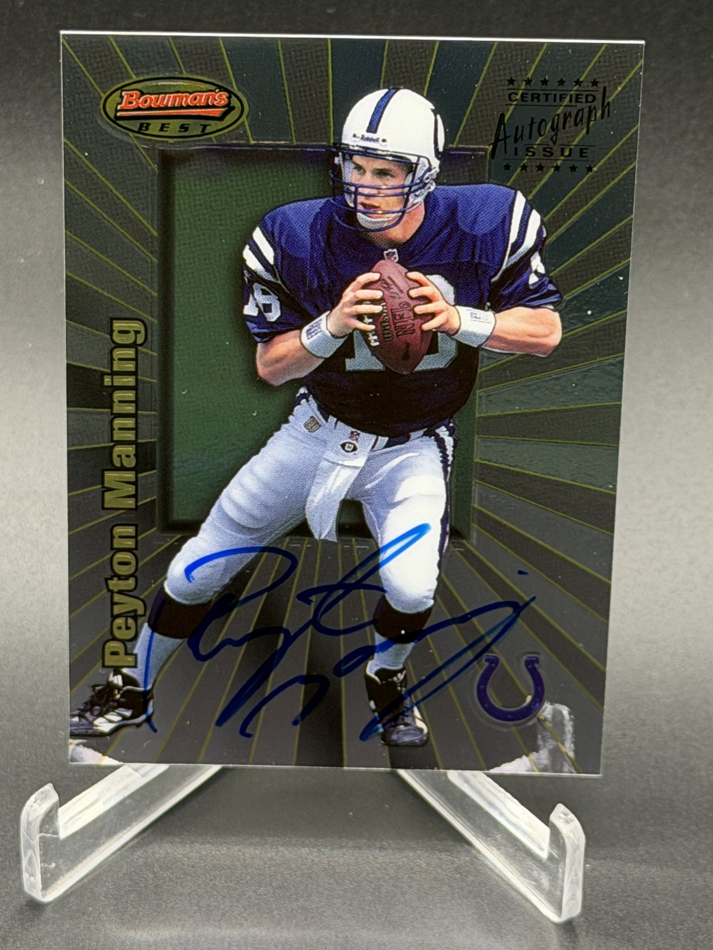 1998 Bowman's Best #7a Peyton Manning Rookie RC Certified Autograph Issue
