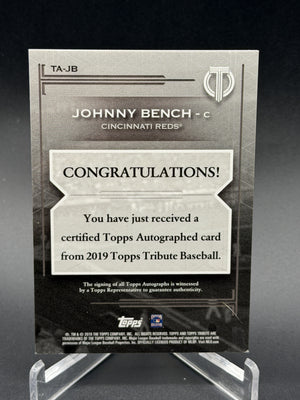 2019 Topps Tribute #TA-JB Johnny Bench Autographs #/60