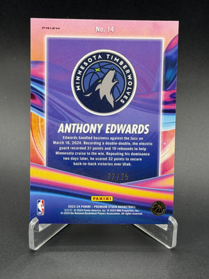 2023-24 Hoops Premium #14 Anthony Edwards Anti Gravity Blue Scope Prizm /25