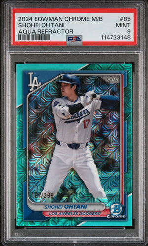 2024 Bowman Chrome Mega #85 Shohei Ohtani Aqua Mojo Refractor /299 PSA 9