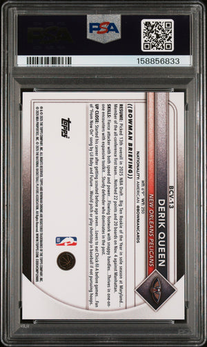 2025-26 Bowman #BCV-13 Derik Queen Chrome Rookie RC Gold Geometric #/50 PSA 9