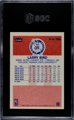 1986-87 Fleer #9 Larry Bird SGC 7