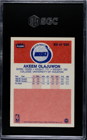 1986-87 Fleer #82 Akeem Olajuwon SGC 8