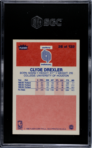 1986-87 Fleer #26 Clyde Drexler SGC 7