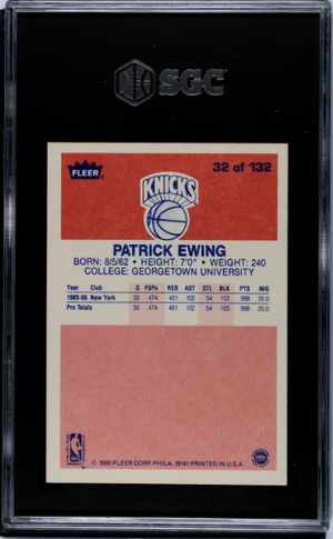 1986-87 Fleer #32 Patrick Ewing SGC 5.5