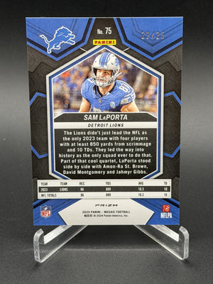 2024 Panini Mosaic #75 Sam LaPorta Mosaic Orange Fluorescent #/25