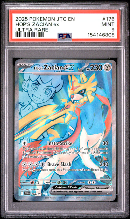 2025 Pokemon SV09: Journey Together #176/159 Hop's Zacian ex Hyper Rare PSA 9