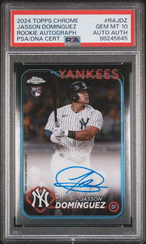 2024 Topps Chrome #RA-JDZ Jasson Domínguez Rookie Autographs PSA 10