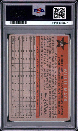 1958 Topps #486 Willie Mays All-Star PSA 1