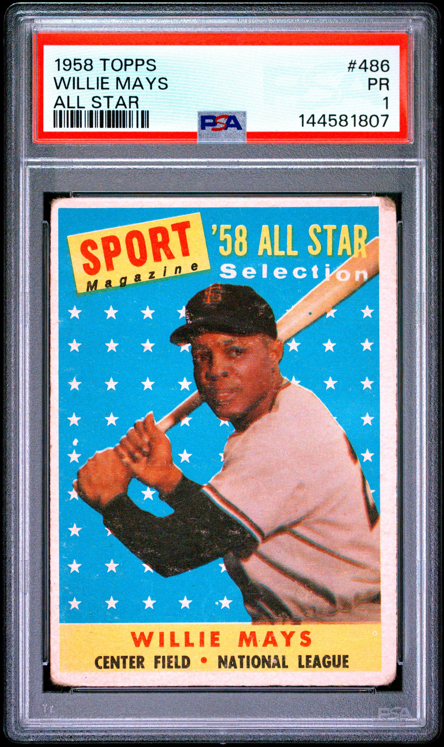1958 Topps #486 Willie Mays All-Star PSA 1