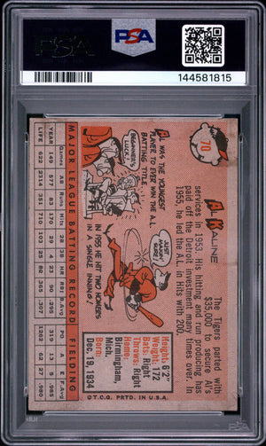 1958 Topps #70 Al Kaline White Name PSA 2