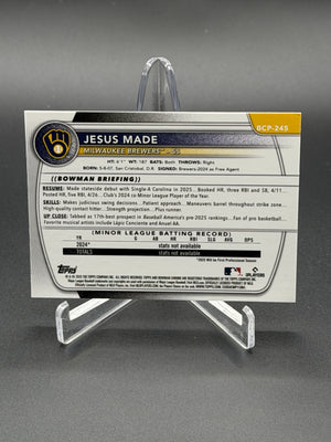 2025 Bowman Chrome #BCP-245 Jesus Made Prospects Purple Pulsar #/250