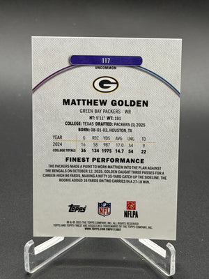 2025 Finest #117 Matthew Golden Rookie RC Green Geometric Refractor #/35