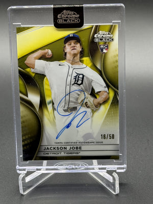 2025 Topps Chrome Black #CBA-JJB Jackson Jobe Rookie RC Auto Gold Refractor /50