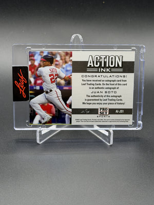 2022 Leaf Pro Set Sports #AI-JS1 Juan Soto Action Ink Auto Navy Blue /20