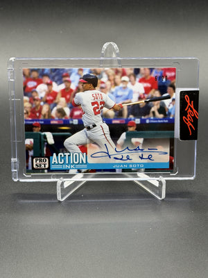 2022 Leaf Pro Set Sports #AI-JS1 Juan Soto Action Ink Auto Navy Blue /20