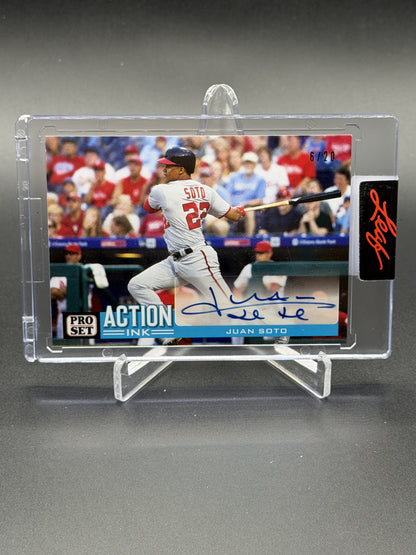 2022 Leaf Pro Set Sports #AI-JS1 Juan Soto Action Ink Auto Navy Blue /20
