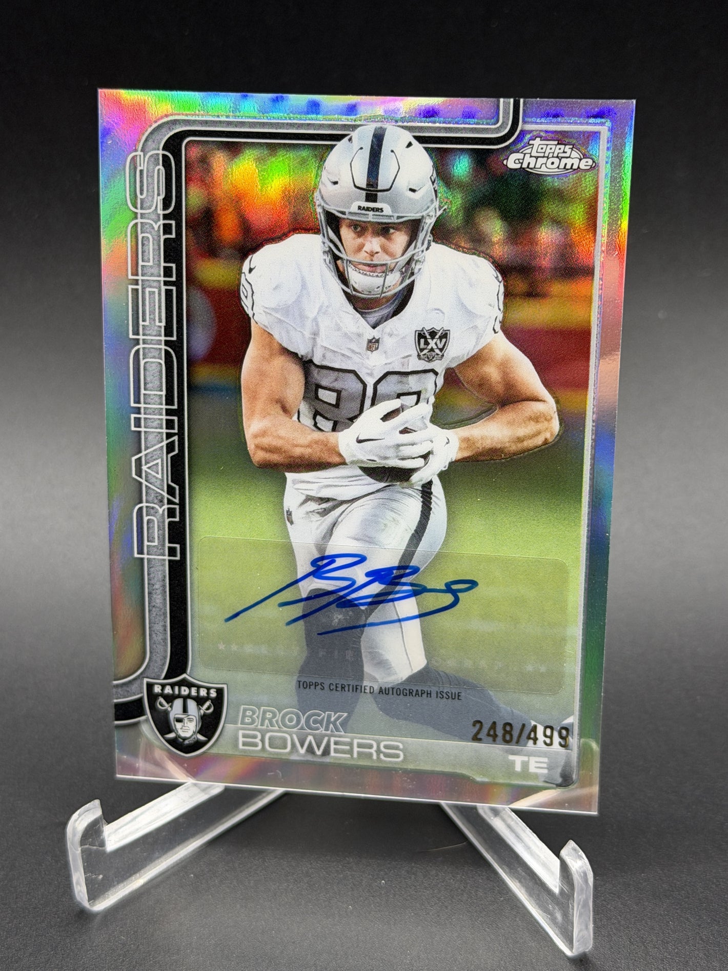 2025 Topps Chrome #BA-BB Brock Bowers Chrome Autographs Refractor #/499