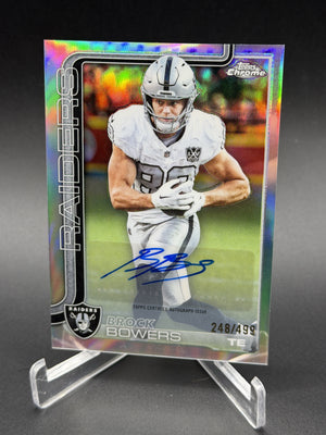 2025 Topps Chrome #BA-BB Brock Bowers Chrome Autographs Refractor #/499
