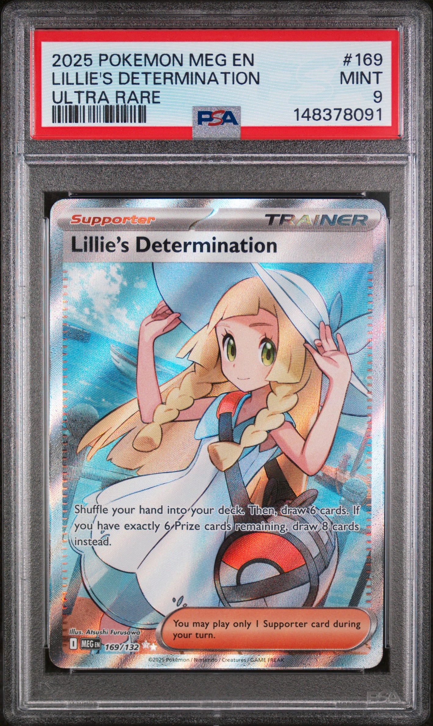 2025 Pokemon ME01: Mega Evolution #169 Lillie's Determination Ultra Rare PSA 9