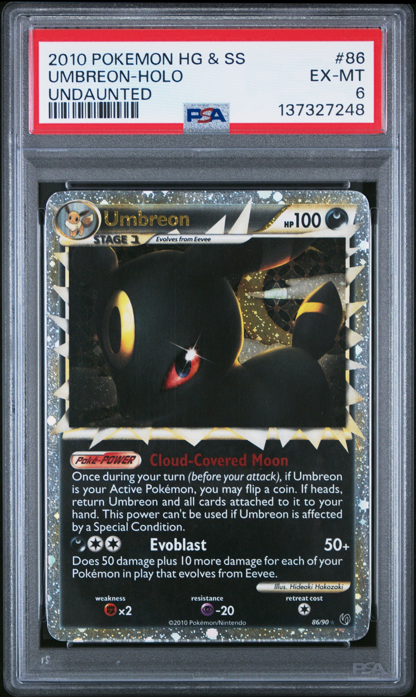 2010 Pokemon HG & SS Undaunted #86 Umbreon Holo (Prime) PSA 6