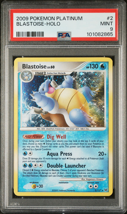 2009 Pokemon Platinum #2 Blastoise Holo PSA 9