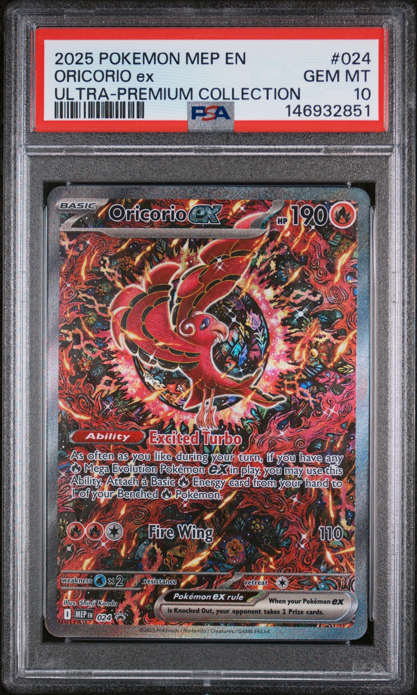 2025 Pokemon ME: Mega Evolution Promo #024 Oricorio ex PSA 10 (851)