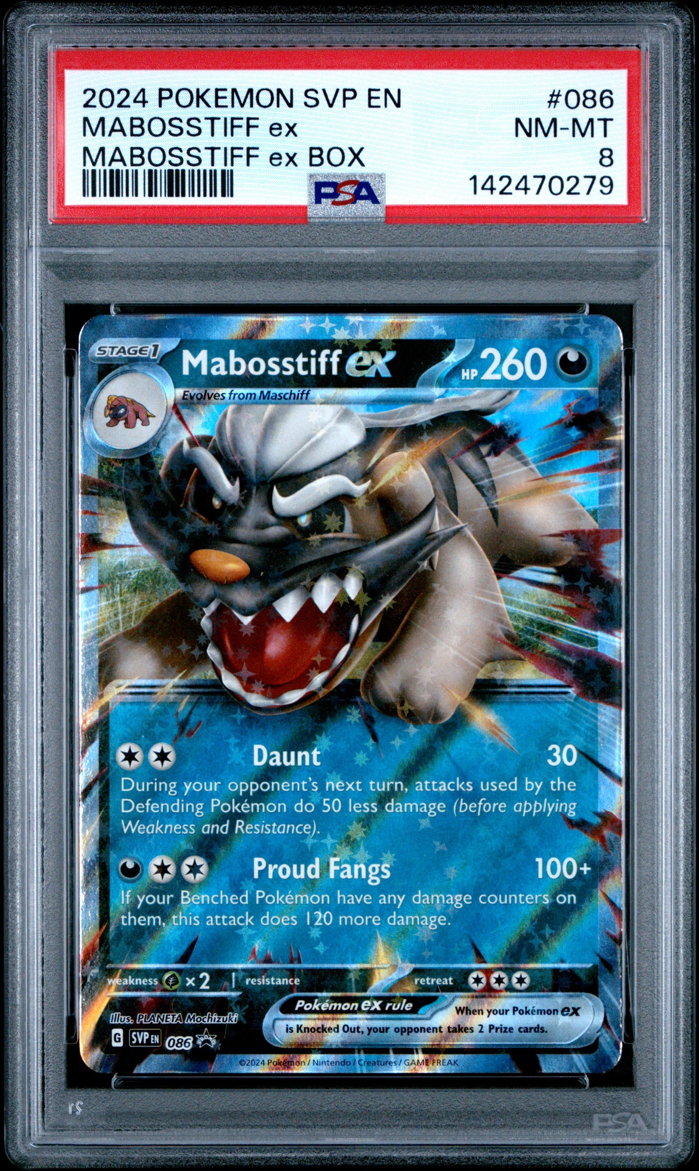 2024 Pokemon SV: Scarlet & Violet Promo Cards #086 Mabosstiff ex PSA 8