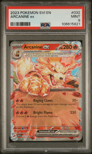 2023 Pokemon SV01: Scarlet & Violet Base Set #032/198 Arcanine ex PSA 9