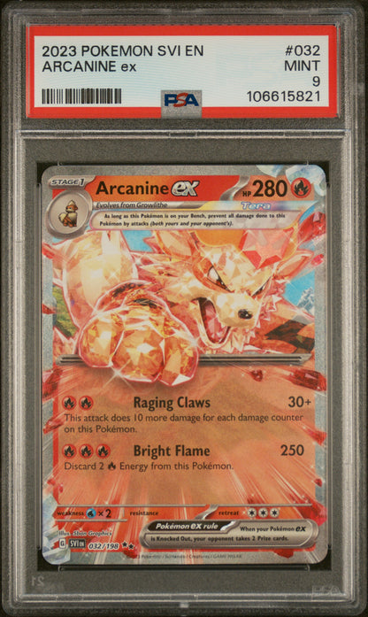 2023 Pokemon SV01: Scarlet & Violet Base Set #032/198 Arcanine ex PSA 9