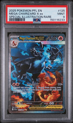 2025 Pokemon Phantasmal Flames #125 Mega Charizard X ex SIR PSA 9