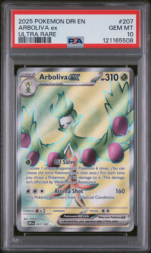 2025 Pokemon Dri En-Destined Rivals #207 Arboliva Ex Ultra Rare PSA 10
