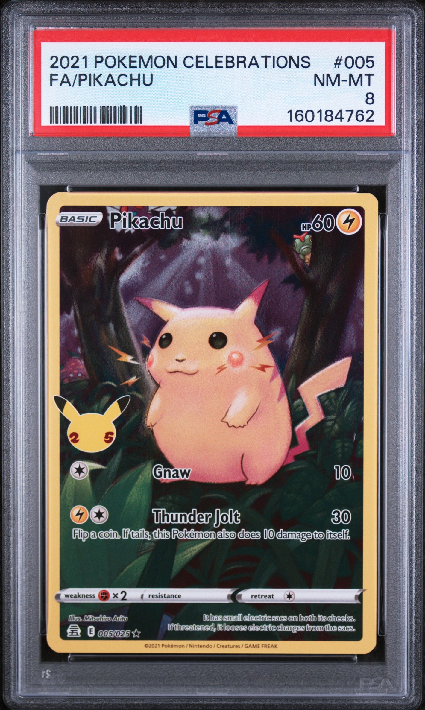 2021 Pokemon Celebrations #005/025 Pikachu Full Art PSA 8