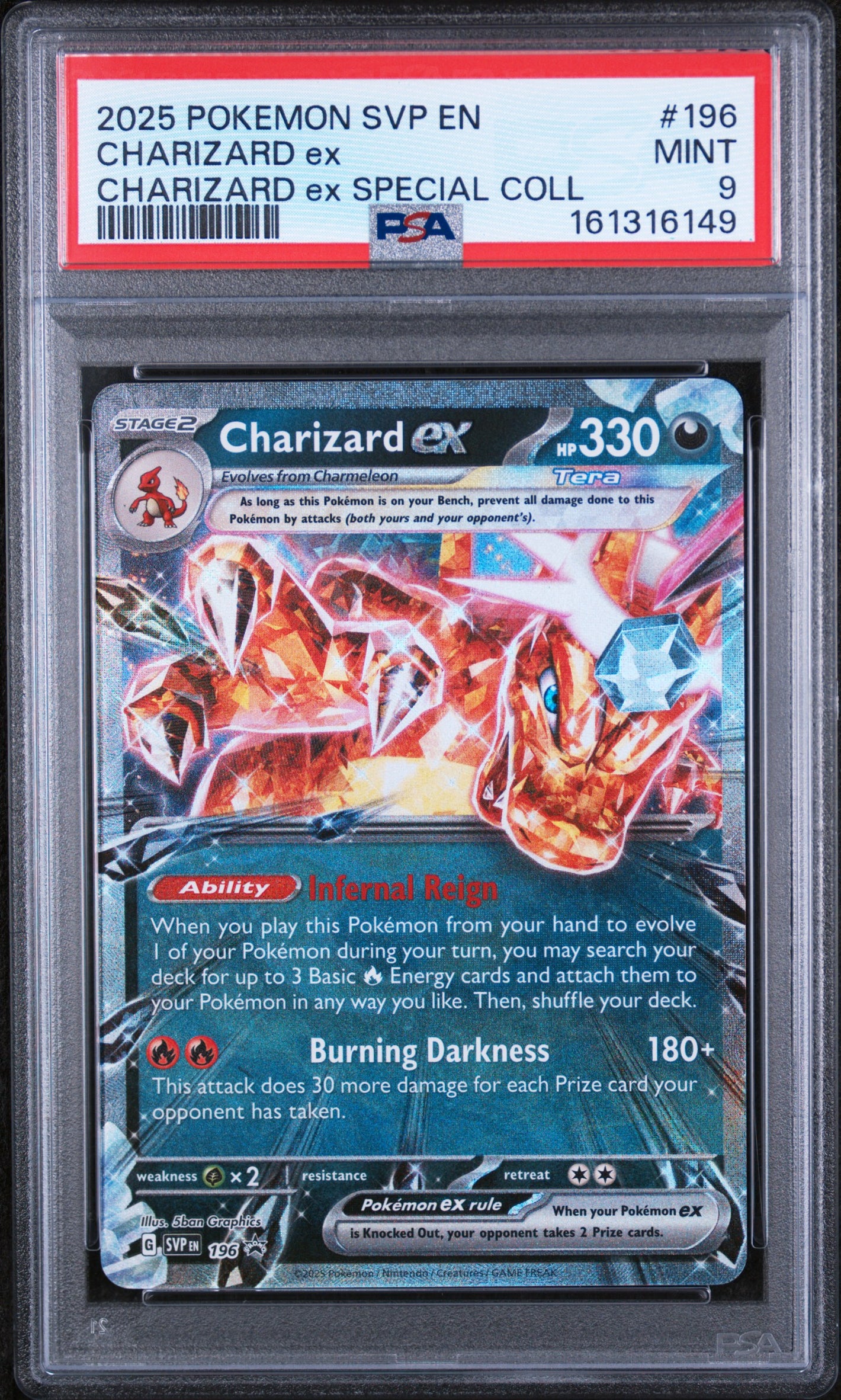 2025 Pokemon Scarlet & Violet Promo #196 Charizard ex Special Collection PSA 9