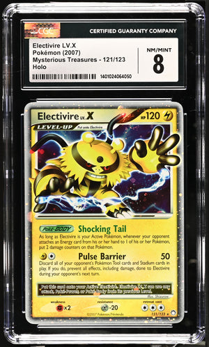 2007 Pokemon Mysterious Treasures #121/123 Electivire LV.X Holo CGC 8