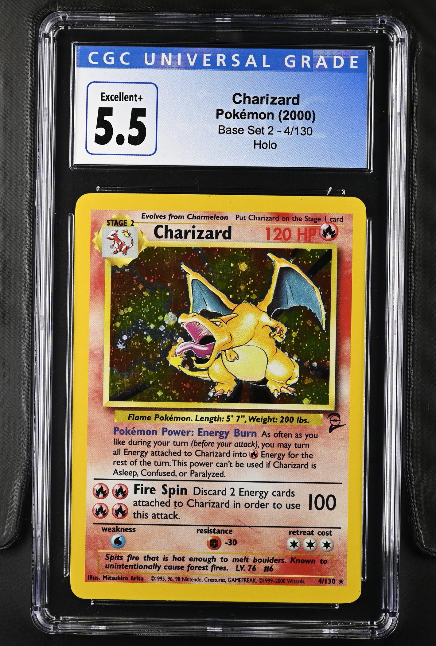 2000 Pokemon Base Set 2 #004/130 Charizard Holo CGC 5.5