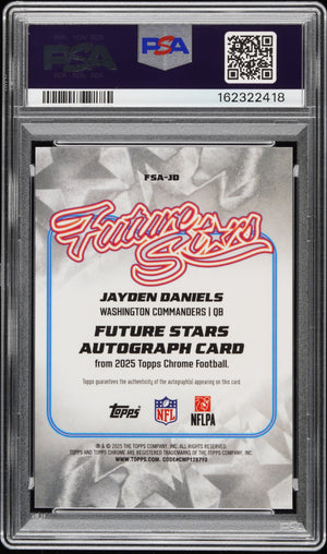 2025 Topps Chrome Jayden Daniels Future Stars Auto Orange Geometric /25 PSA 10