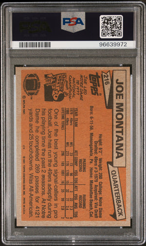 1981 Topps #216 Joe Montana PSA 6
