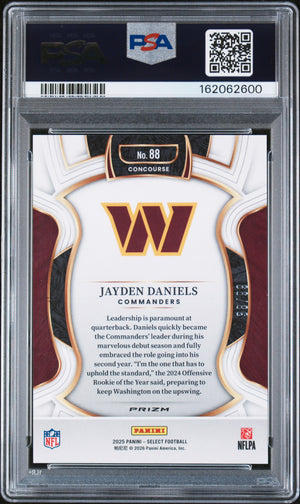 2025 Panini Select #88 Jayden Daniels Red Prizm /99 PSA 10