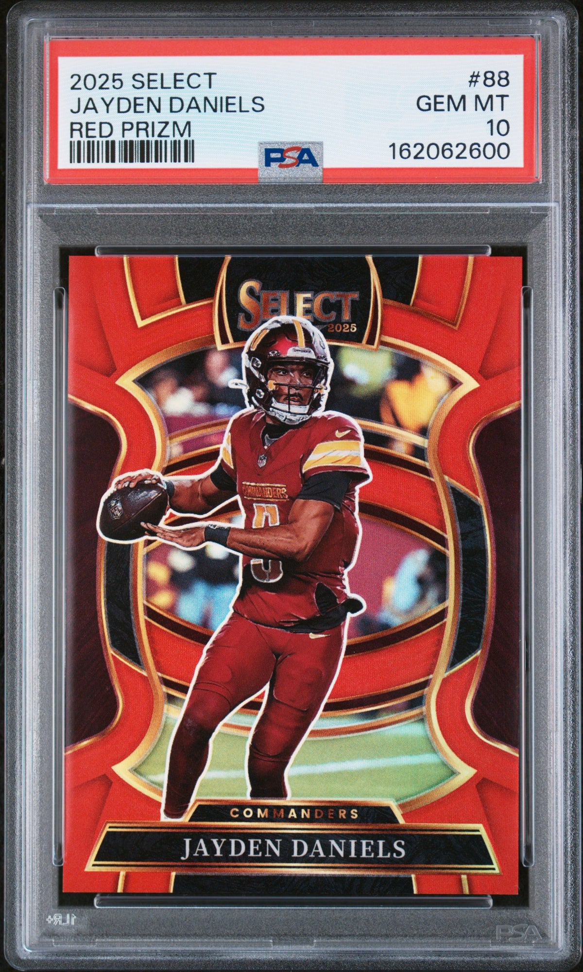 2025 Panini Select #88 Jayden Daniels Red Prizm /99 PSA 10