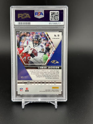 2020 Panini Mosaic #19 Lamar Jackson Prizm Gold Mosaic #/17 PSA 9