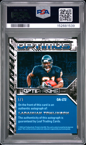 2025 Leaf Optichrome LaDainian Tomlinson Optimus Auto Lazer Pink 1/1 PSA 9