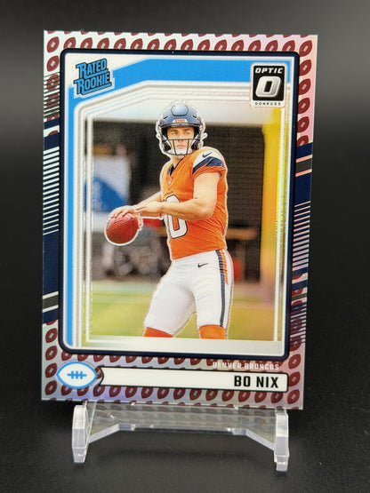 2024 Donruss #369 Bo Nix Optic Rated Rookies Preview Football Emoji