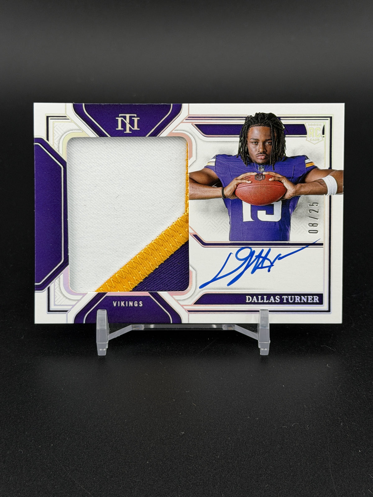 2025 National Treasures Dallas Turner Rookie Material Holo Silver Auto /25