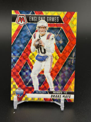 2025 Panini Mosaic #258 Drake Maye Mosaic Choice Red & Yellow #/89