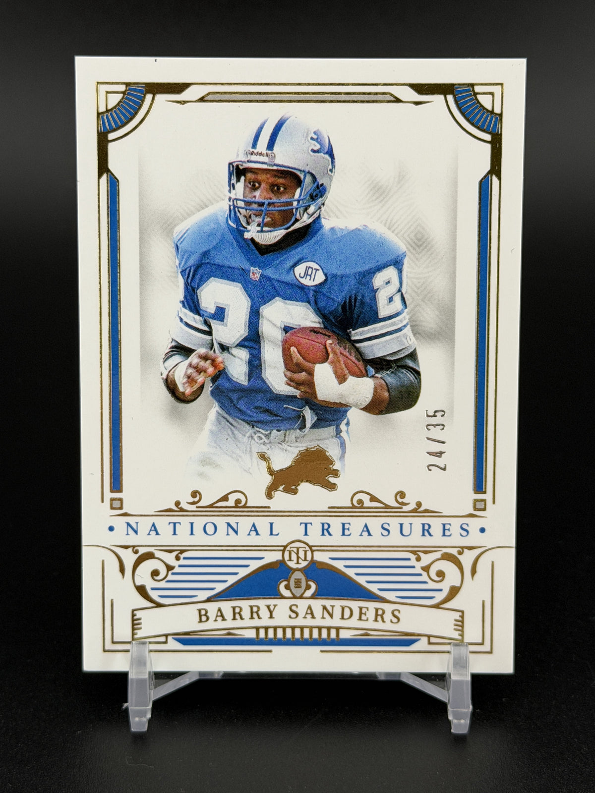 2025 Panini National Treasures #35 Barry Sanders Gold #/35