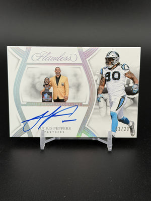 2025 Panini Flawless #HOF-JPS Julius Peppers Hall of Fame Autographs Silver #/20