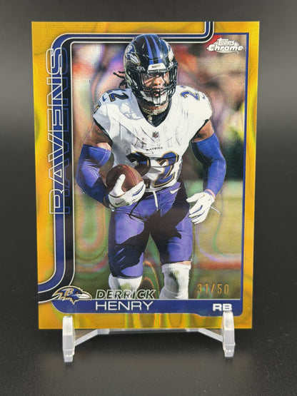 2025 Topps Chrome #25 Derrick Henry Gold Lava Refractor #/50