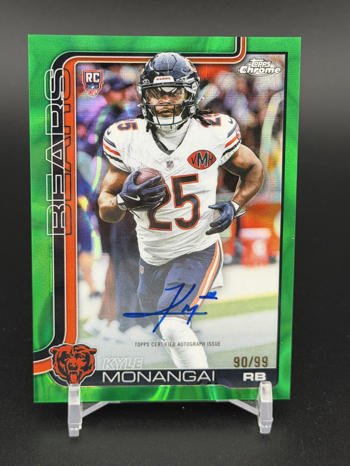 2025 Topps Chrome #RA-KYM Kyle Monangai Rookie Auto Green Lava Refractor /99
